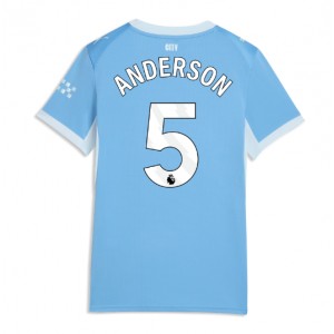 Manchester City Elliot Anderson #5 Jalkapallovaatteet Naisten Kotipaita 2026-27 Lyhythihainen